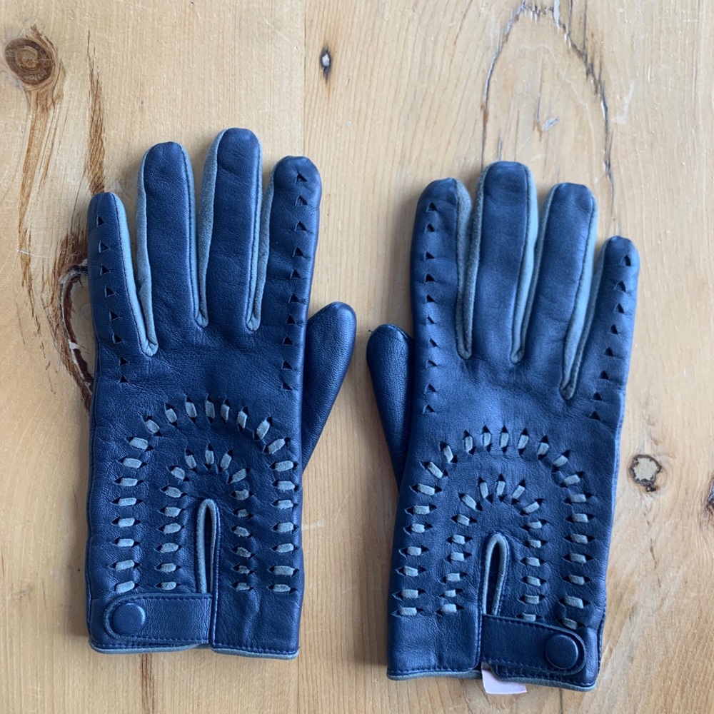 Blue Leather Gloves